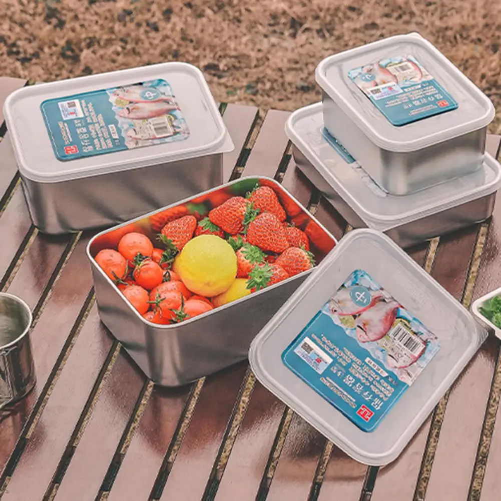 Fresh-keeping Food Storage Box Good Sealing Stainless Steel Large Capacity Food Container Bento Box Picnic Camping Equipment