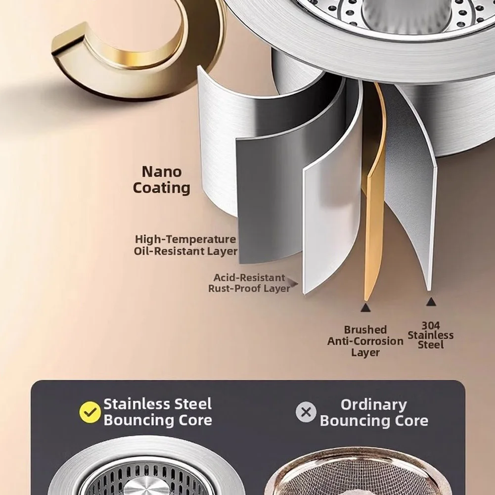 Stainless Steel Sink Stopper With Filter 35-40mm Lift And Seal Drain For Kitchen Bathroom Washbasin Hair Catcher