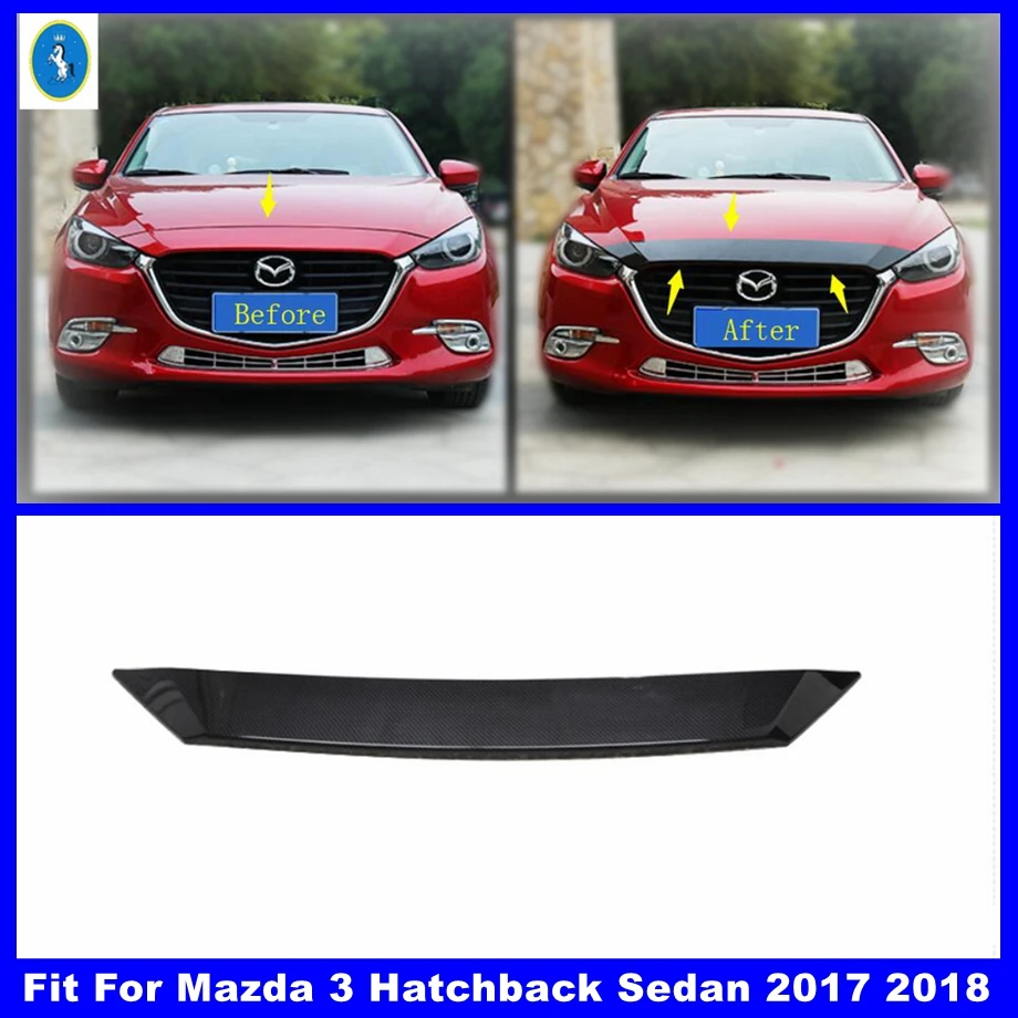 

Car Front Middle Up Grill Grille Around Hoods Protection Panel Cover Trim ABS Accessories For Mazda 3 Sedan Hatchback 2017 2018