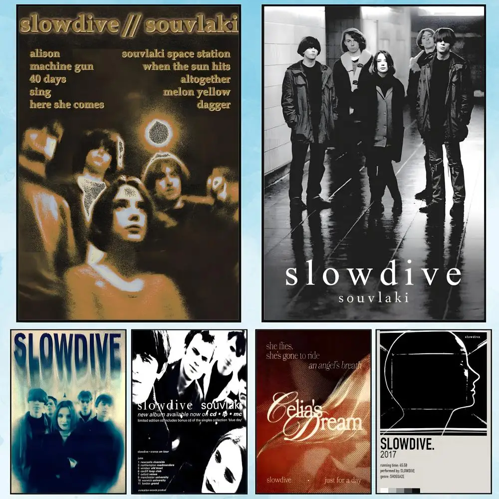 Band Slowdive EverythingIs Alive – peinture sur toile de calligraphie, affiche: sans plis, imperméable, Durable, décoration murale pour tous les espaces