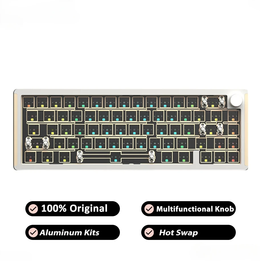 MONKA 6067 Mechanical Keyboard Aluminum Kits Multifunctional Knob Hot Swap Gaming Keyboard Dynamic RGB Gasket Pc Gamer Win Mac