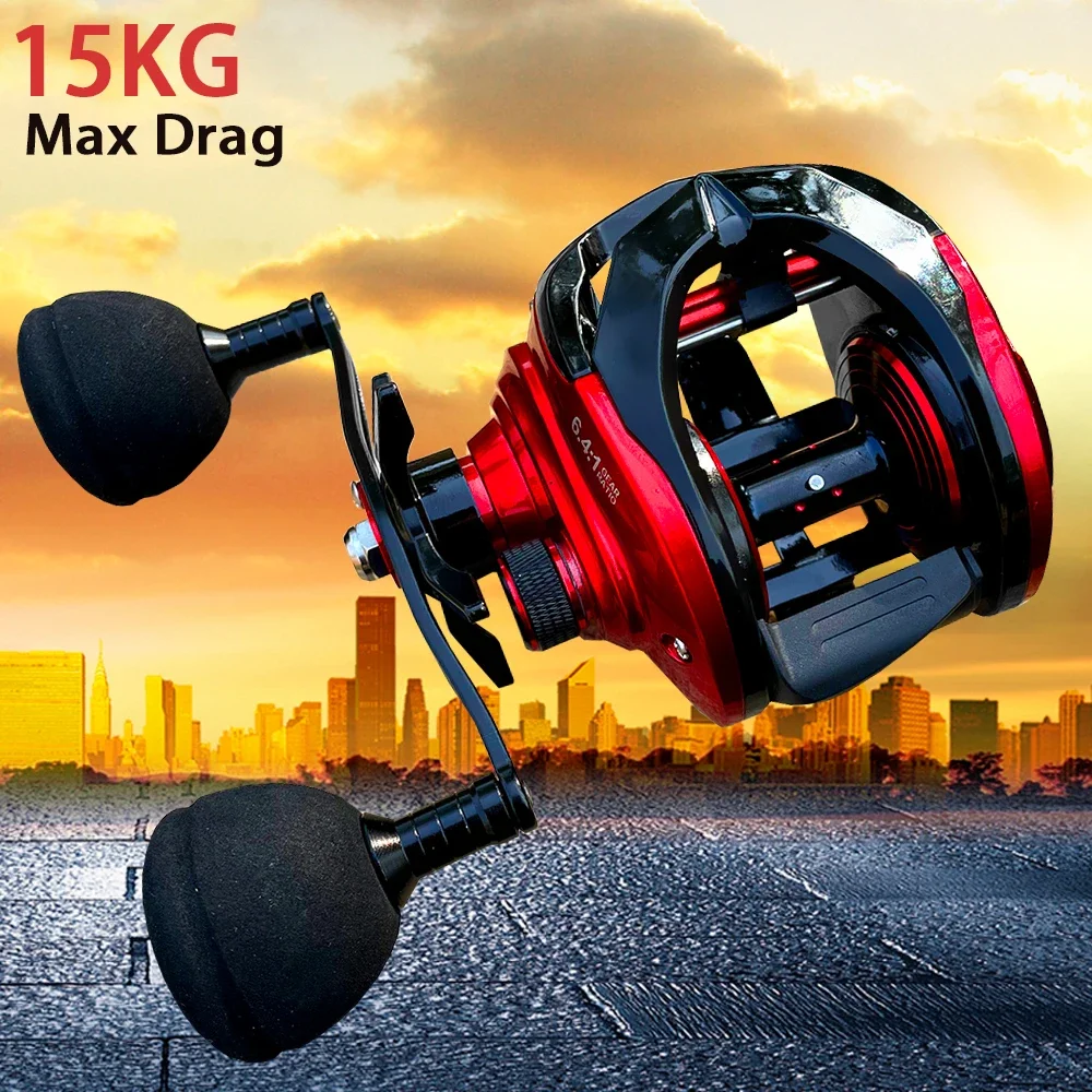 

Light Lure Fishing Reels Ultra Deep Spool Bait Finesse Carp Baitcasting Reel 6.4:1 15kg Big Fish Wheel Long Casting Fishing Coil