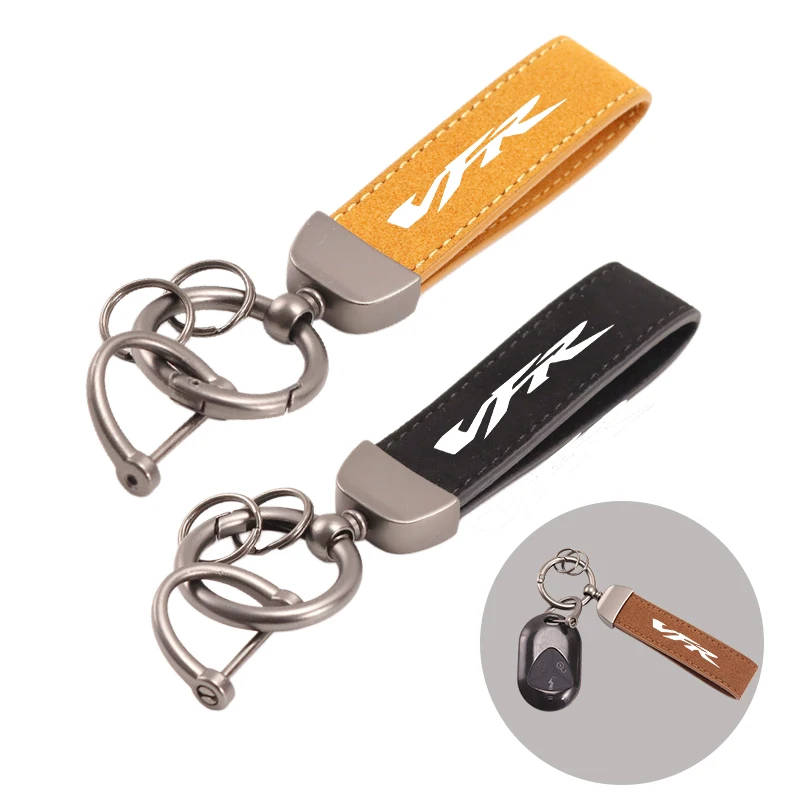 

For Honda VFR VFR750 VFR800 VFR800F VFR800X 750 1200F High-Grade Leather Suede Keychain Motorcycle Holder Carbon Leather Keyring