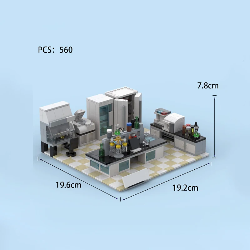 MOC Stad Laboratorium Scène Bouwstenen Street View Kantoortafel Spel Computer Studie Business Hall Chemie Bakstenen Speelgoed Geschenken