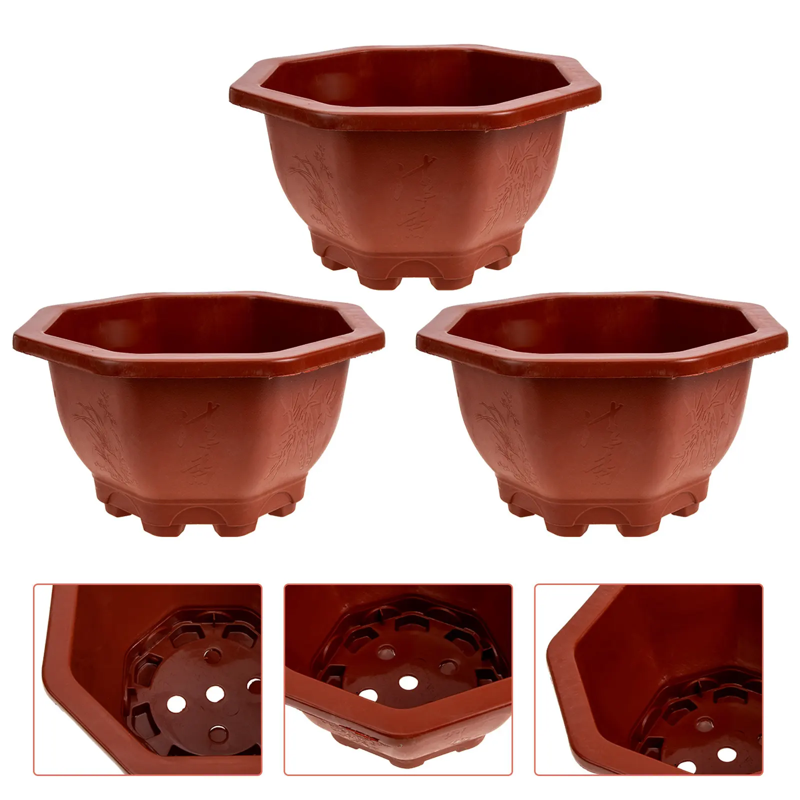 3Pcs Succulent Plant Pots Plastic Flower Storage Pot Simple Gardening Flowerpot Indoor Outdoor Breathing Decorative Plant