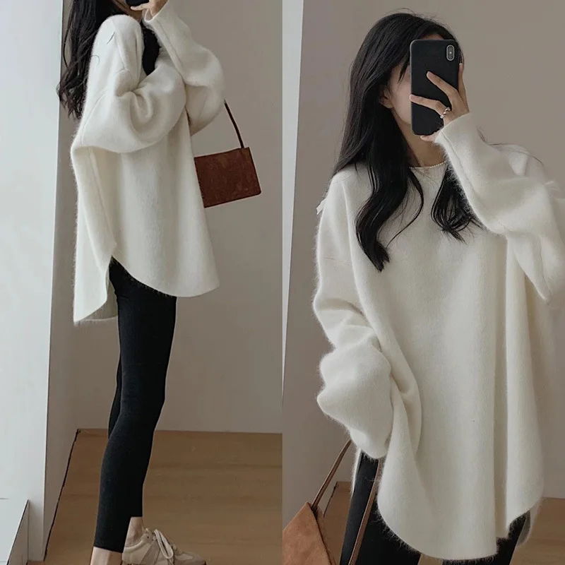 

Winter/Seasonal Sweater 2025 New Style Women's Loose Mid-Length Lazy Style Korean Version Knitted Coat
