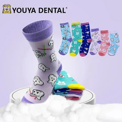 Cute Dental Tooth Teeth Pattern Socks Adult Children Funny Girl Gift Stockings Polyester Soft Creative Cotton Socks Size 35-40