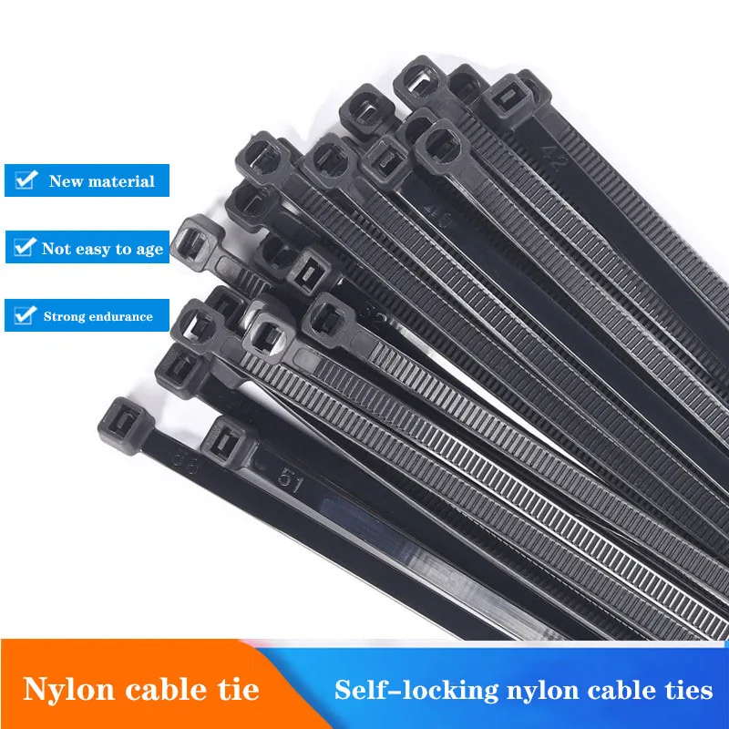 8x300mm Self Locking Plastic Nylon Cable Ties Fastening Ring Industrial Ties Zipper Cable Fasteners 50/100 Pieces Set