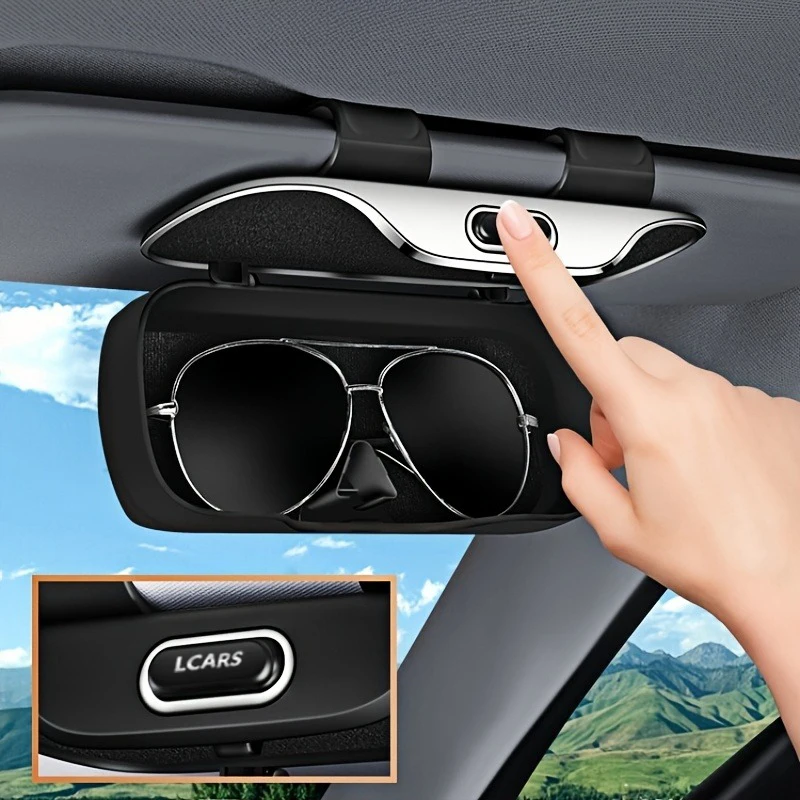 Universal Auto-Montiert Brillen Fall Sonnenbrille Halter Fahrer Co-Pilot Lagerung Box Brillen Rahmen Sonnenschirm Bord Zubehör – Detail 3