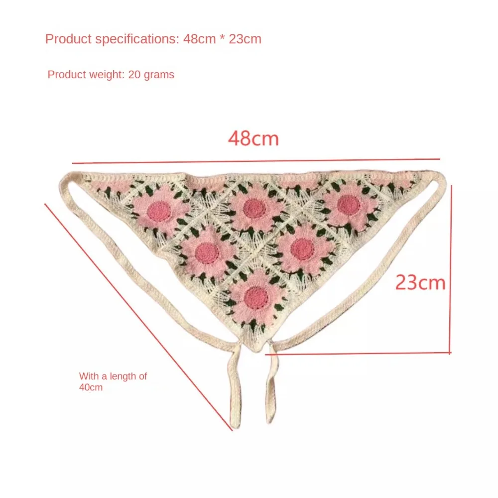 หวานถัก Turban Check Wave ภาษาฝรั่งเศสคํา Pastoral สไตล์สามเหลี่ยมผมที่มีสีสันอุปกรณ์เสริมผมสําหรับผู้หญิงหญิง