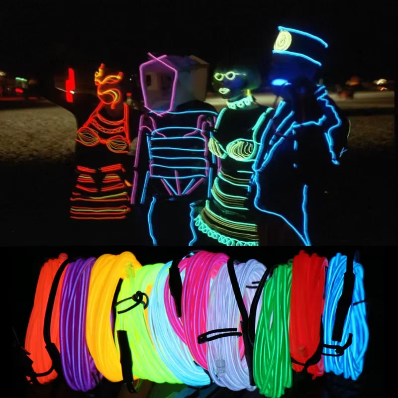 5/10M EL Wire LED Neon Light Flexible Glow Dance Party Outdoor Christmas Decoration Light Rope Tube Strip Waterproof LED Strip