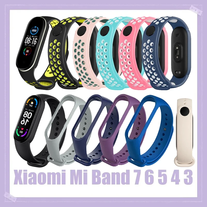 For Xiaomi Mi Band 7 6 5 4 3 Bracelet Wristband Replacement Accessory Soft Silicone Sport Strap Belt for Mi Band 4 5 6 7 Correa