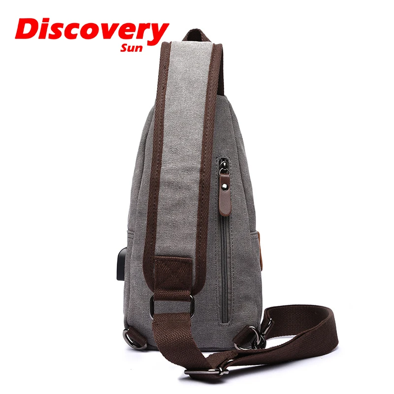 DISCOVERY-SUN Chest Bag Men\'s One Shoulder Crossbody Bag Canvas Large Capacity Outdoor Leisure Fashion Small Shoulder Bag