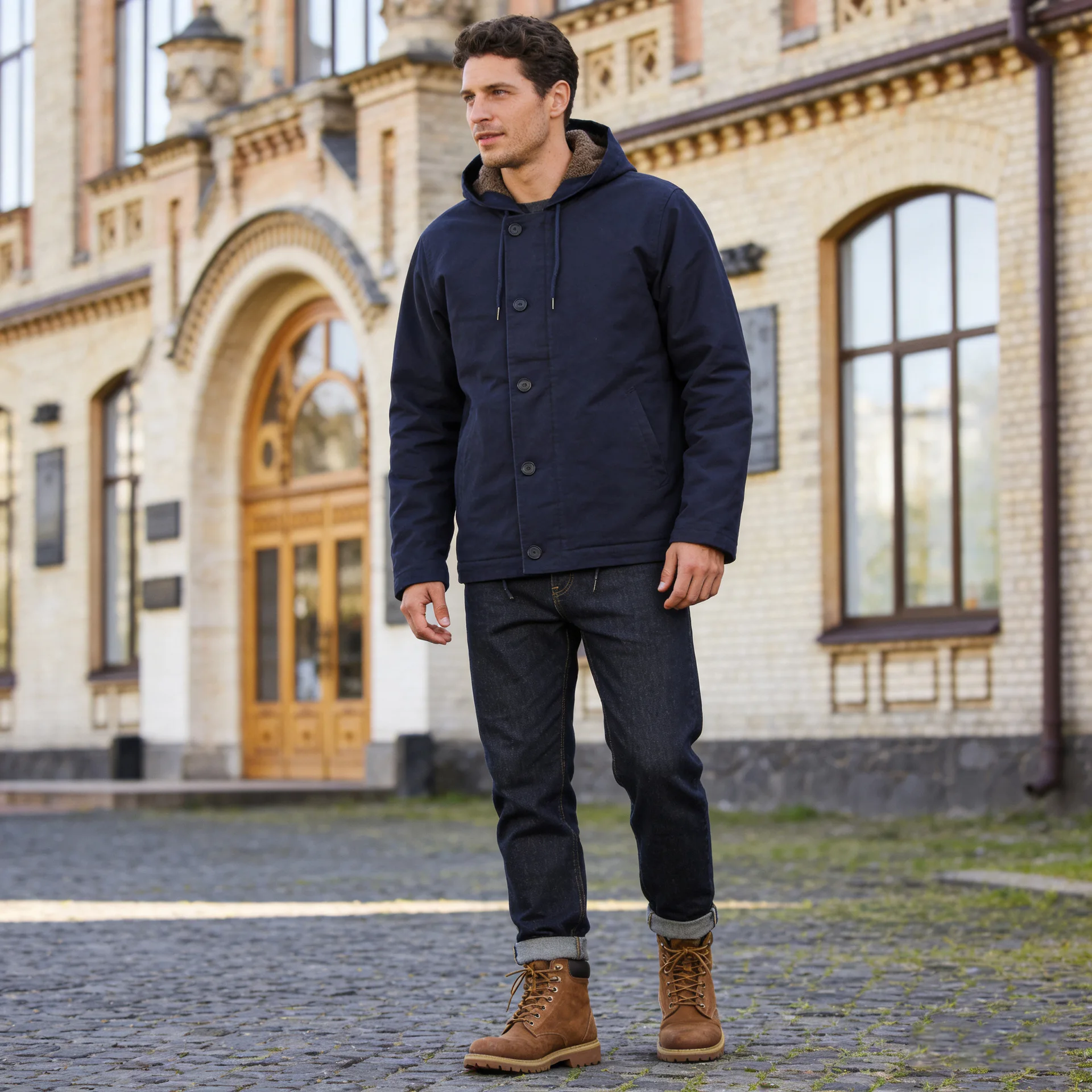 Men Solid Color Long Sleeve Hooded Casual Trendy Daily Simple Basic Jackets 2026 Vintage Autumn Winter New Fashion Male Coats