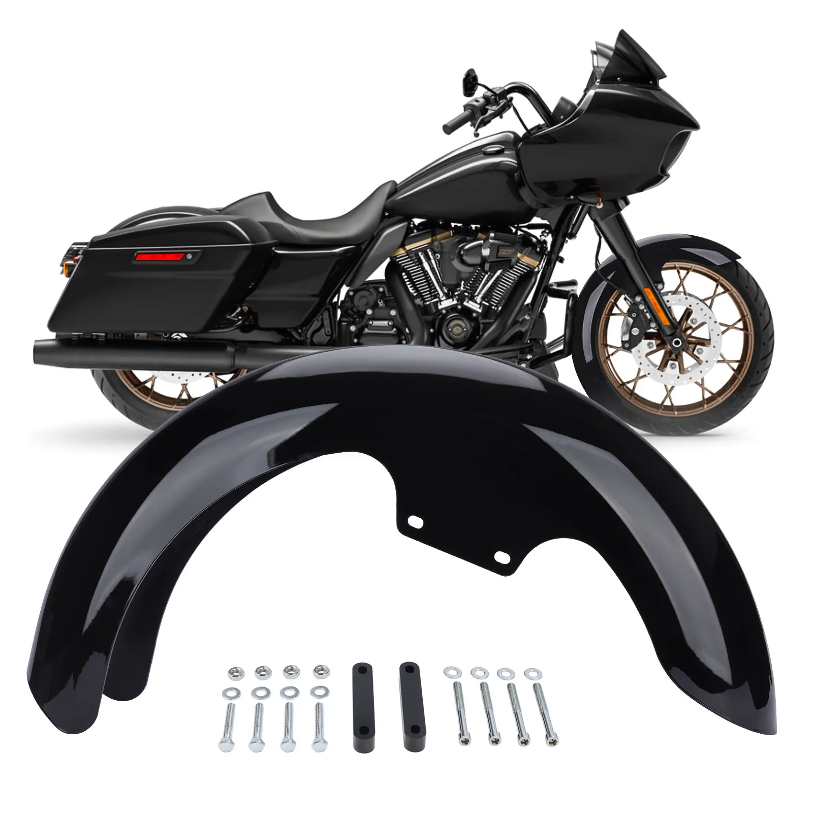 

ABS Plastic Motorcycle Black 17 inch Mudguard for Harley Touring models and custom Baggers Front Mudguard Protection