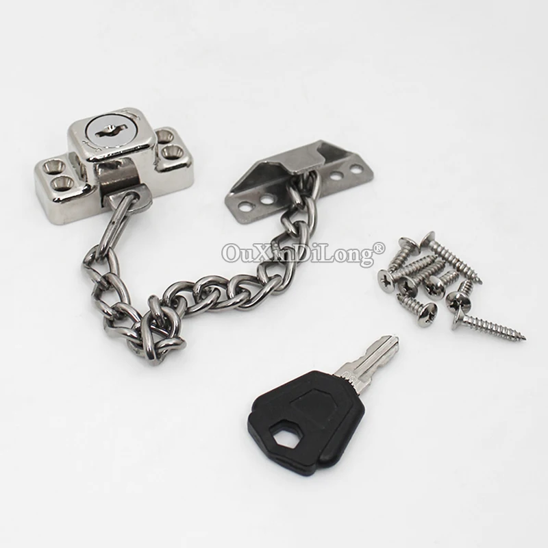 1PCS Casement Window Metal Security Chain Lock Door and Window Restrictor Protect Children Safety Open Window Limit Lock+Keys