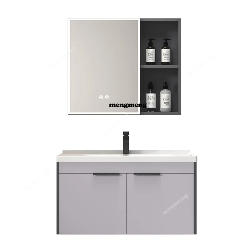 Honeycomb aluminum bathroom cabinet ceramic integrated basin toilet basin cabinet combination washbasin drawer smart mirror