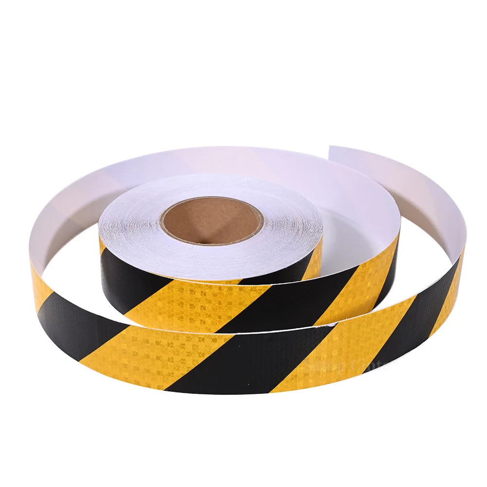 10M Bike Reflective Strips Twill Shining Yellow And Black Reflect Sticker Adhesive Reflector For Things Warning Tape For Bicycle