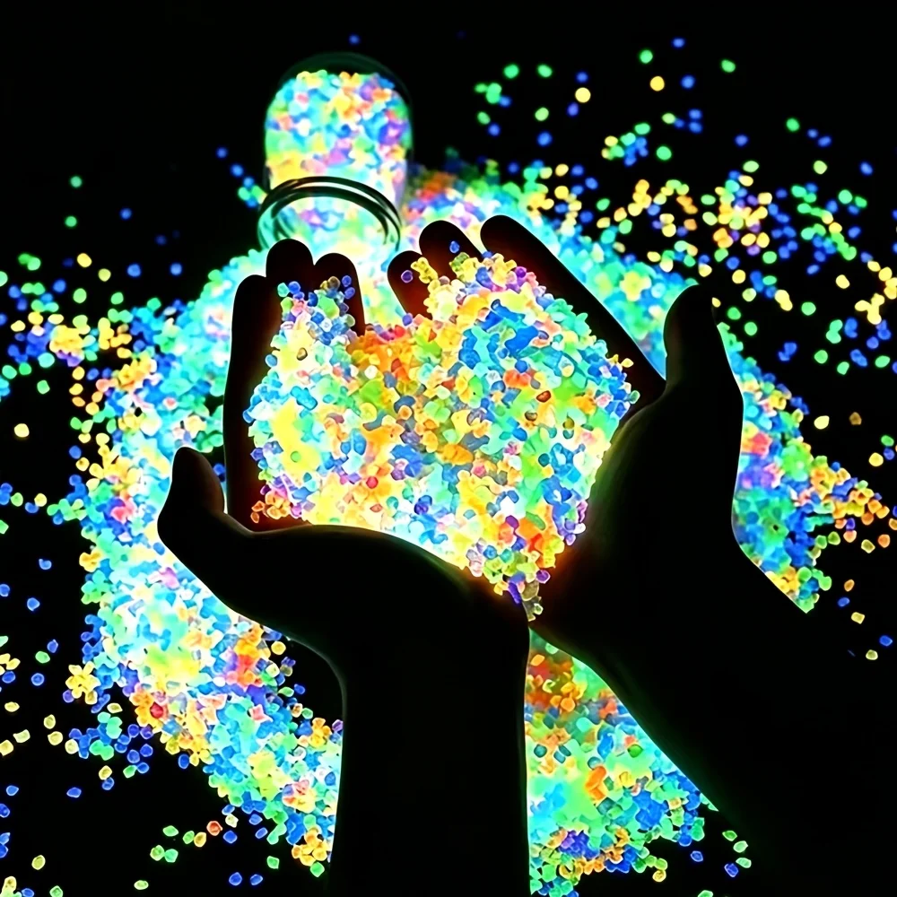2500pcs Glow in The Dark Tiny Stones Sunlight Activated Luminous Small Pebbles for Aquarium Fish Tank Planter