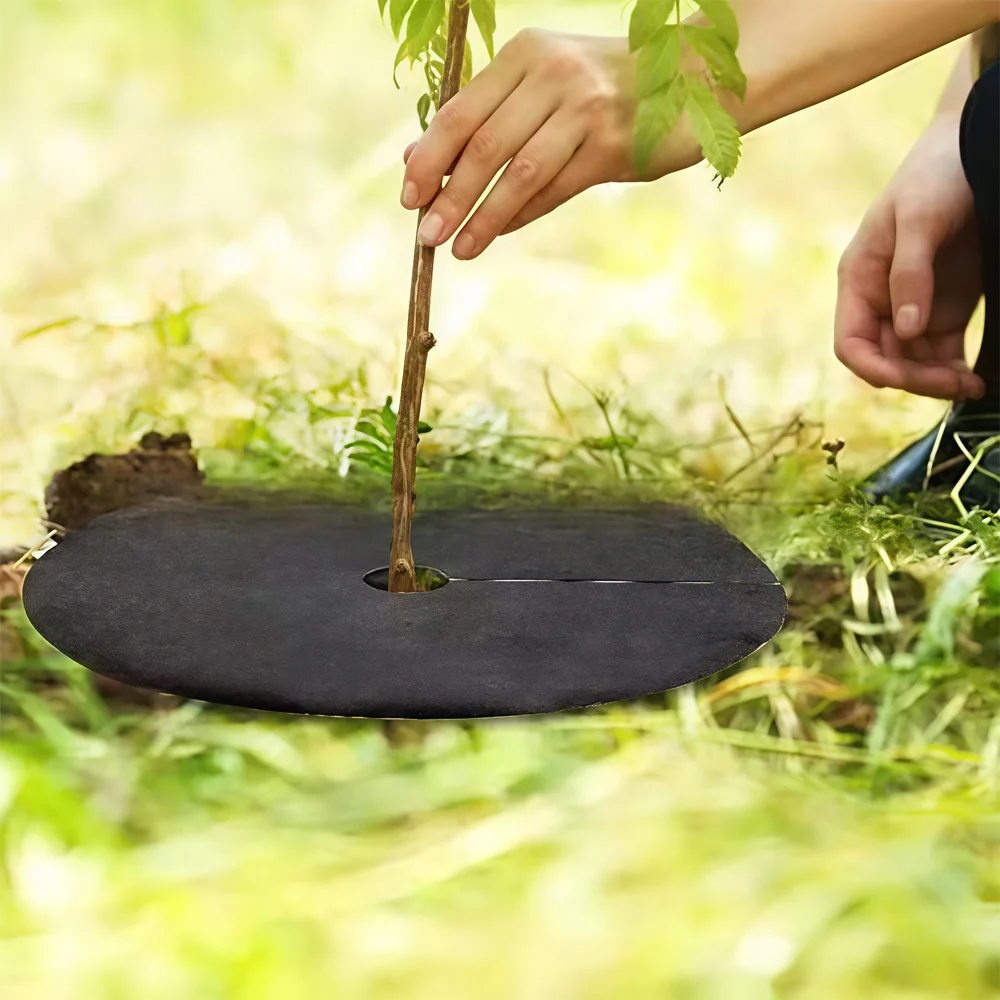 Non-Woven Tree Mulch Ring Weeding Barrier, Protector Mat, Plant Cover, Anti Grass, Gardening Fabric Weed Control, 15cm-62cm