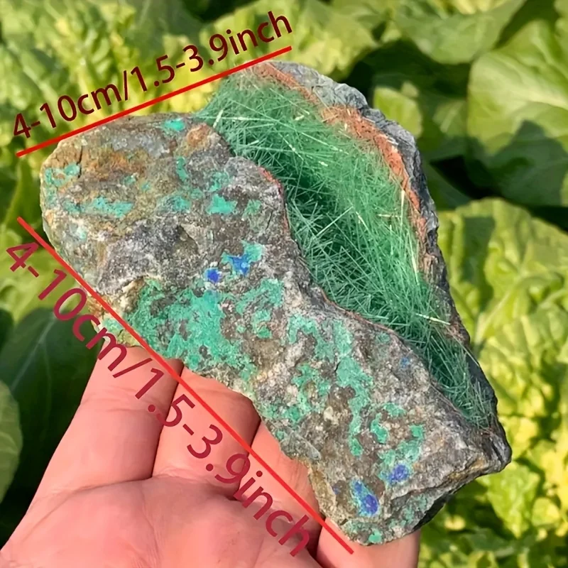 1pc Stunning Azurite Copper with Green/Blue Needle Shape Stone - Boho Style Home Decor, Elegant Stone, Unique Patterns