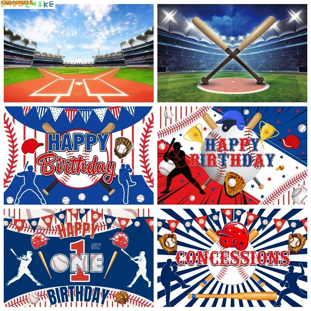 

Baseball Theme Backdrop Photography Customized Boy Birthday Party Decorations Kids Portrait Newborn Baby Shower Photo Background