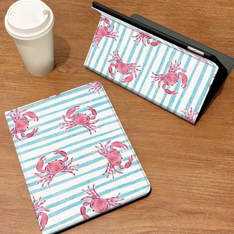 

Cartoon Crab Blue Stripe Case For Samsung Galaxy Tab A7 A A9 A11 S6 A11 A8 S11 Lite Plus 10.4 10.5 Inch Tablet