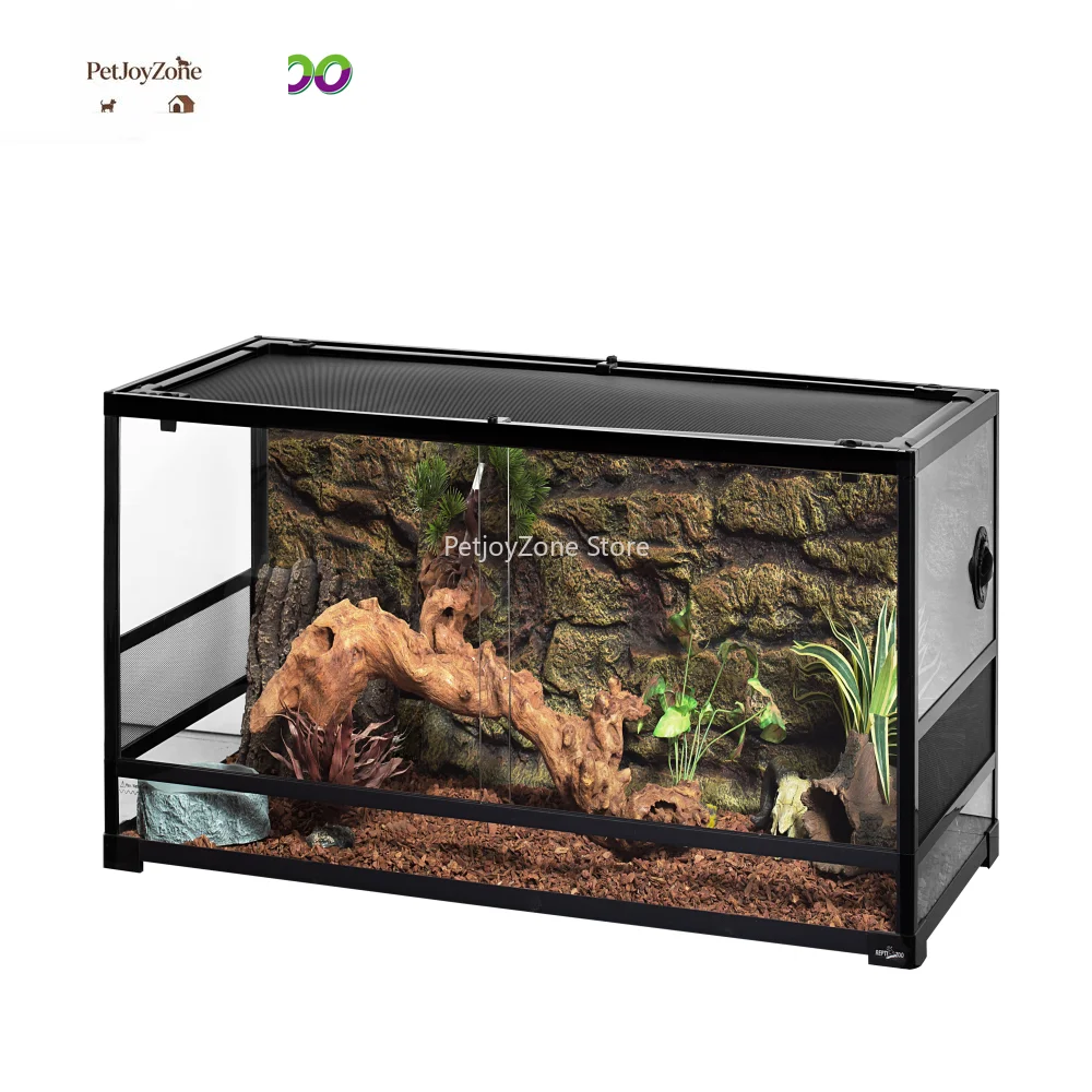 

PetJoyZoneShelving Aluminum Custom Large Glass 120 Gallon Vertical Reptile Terrarium Durable Eco-Friendly