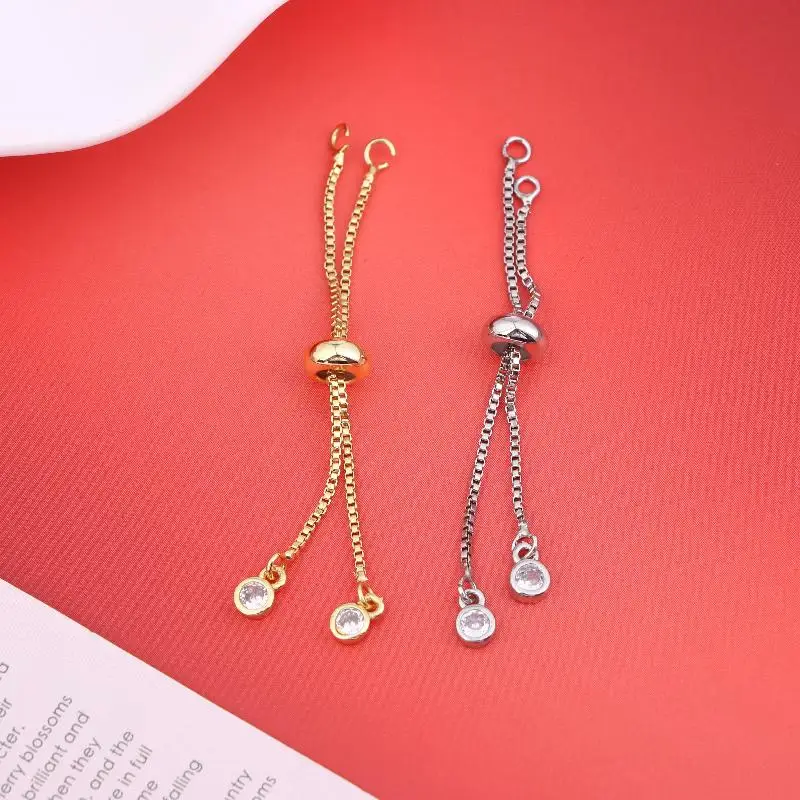 Chaîne à glissière réglable avec perles en caoutchouc, connecteurs DIY, pendentifs, bracelets, matériel de fabrication de bijoux