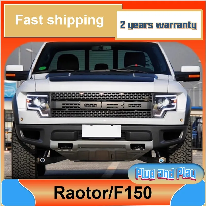 Car Styling for Ford Raptor Head Light 2008-2014 F150 Headlamp DRL Turn Signal Low High Beam Projector Lens