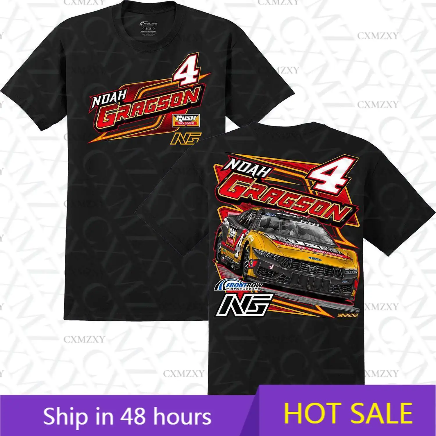 

Noah Gragson 2025 Rush Truck Centers #4 Black Car T-Shirt