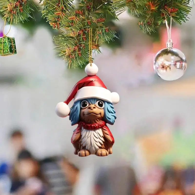 Cute Dog Ornaments Christmas Tree Cute Cartoon Acrylic Drop Pendant Party Favors For Birthday New Year Halloween Car Interior
