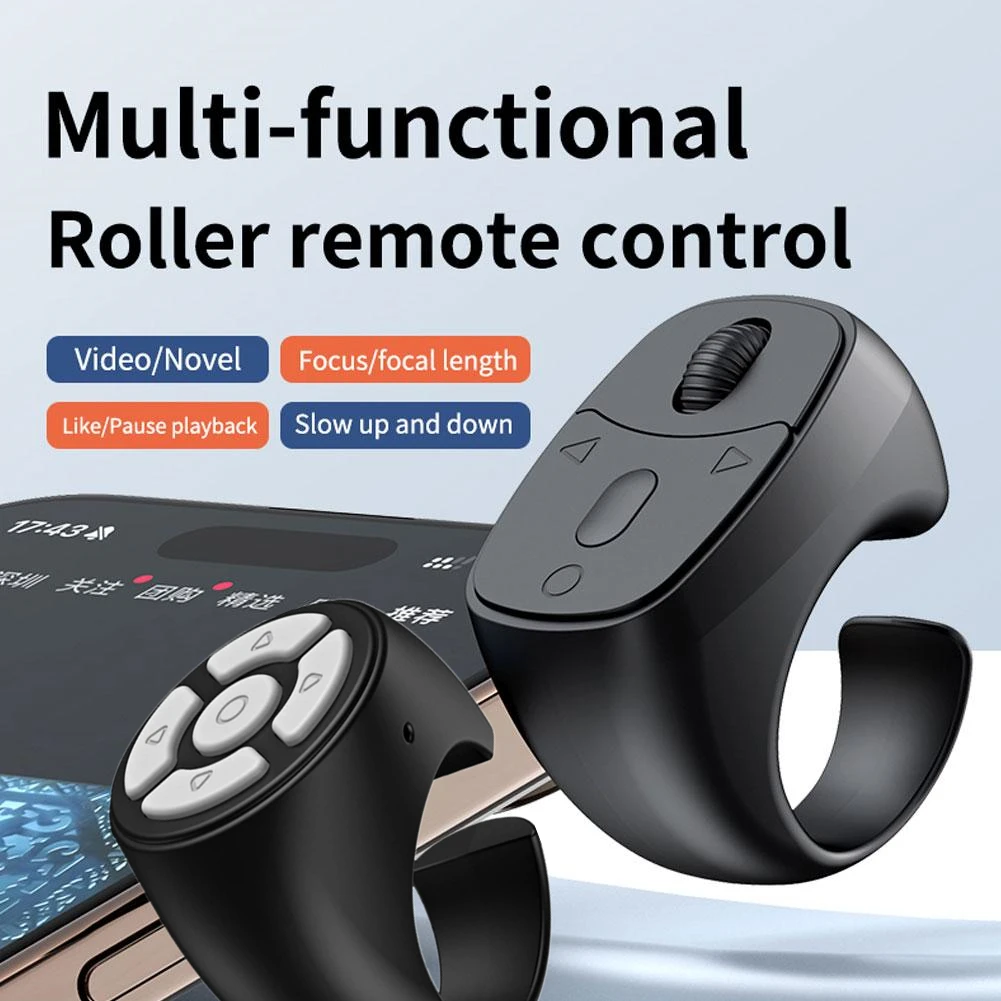 Remote control finger ring mouse Bluetooth compatible 5.3 fingertip ring scrolling ring Bluetooth wireless camera selfie button