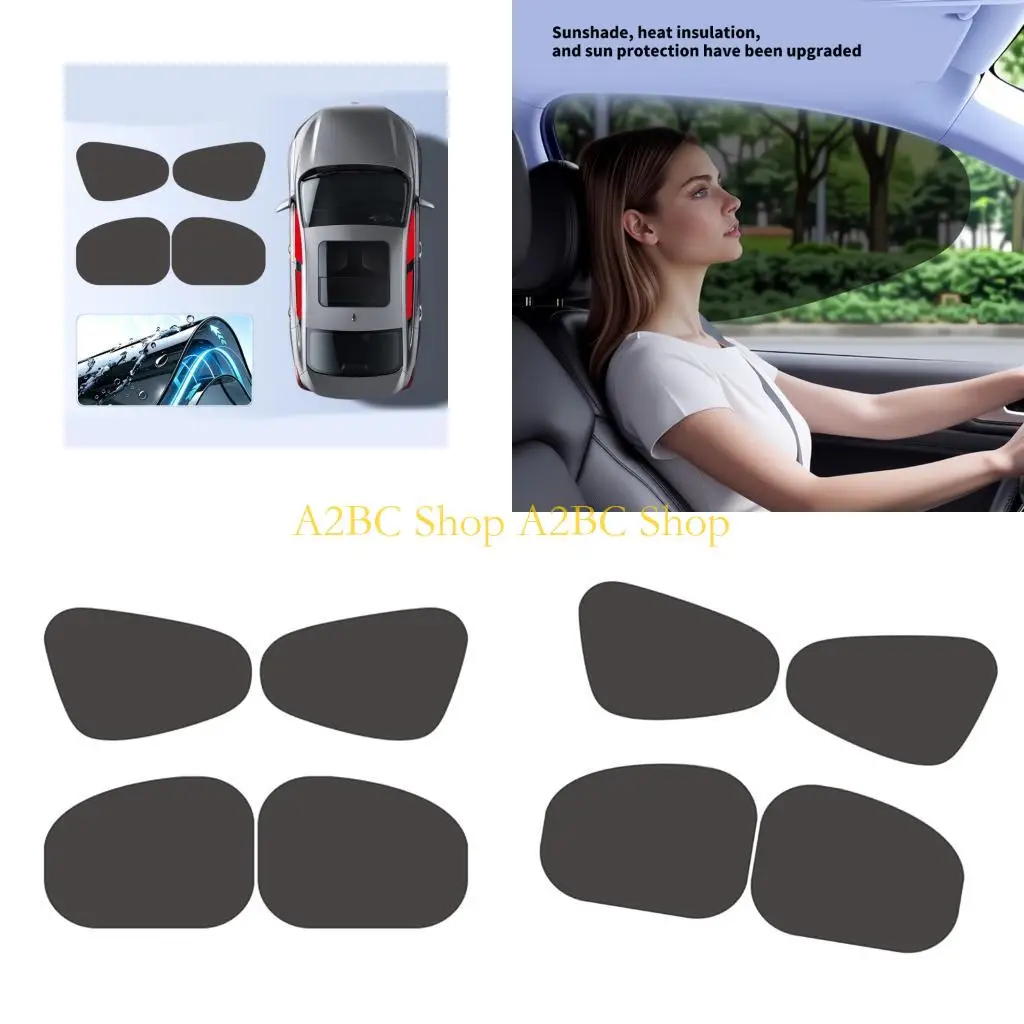 A2BC 4 Piece Auto Window Sun Film Covers for Heat Reduction Glares Control and Storage