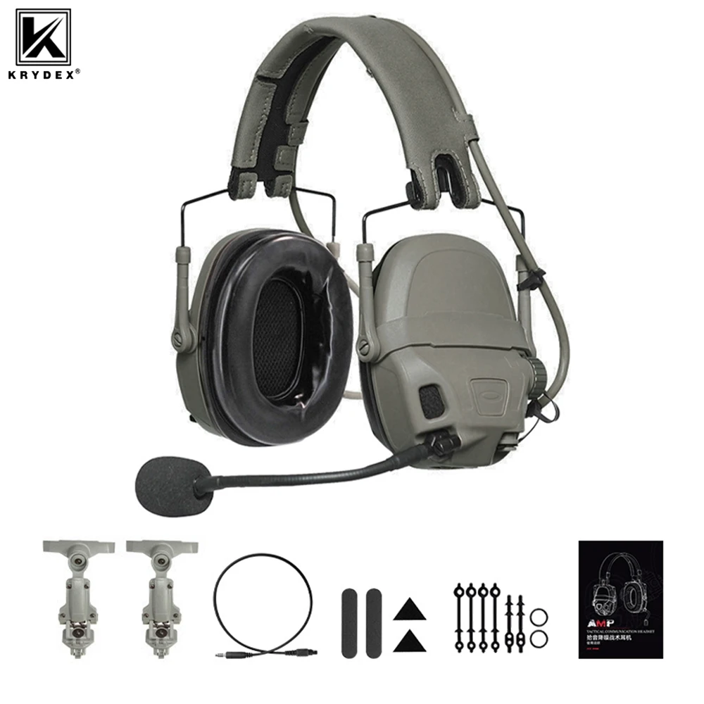 

KRYDEX Tactical FCS AMP Headset With Microphone Tactics Communication Noise Reduction Gear Headset Accessories