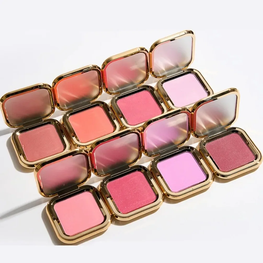프라이빗 라벨 맞춤 로고 8색 사각 블러쉬 파우더 비건 메이크업 도매 롱래스팅 피그먼트 블러셔 팔레트