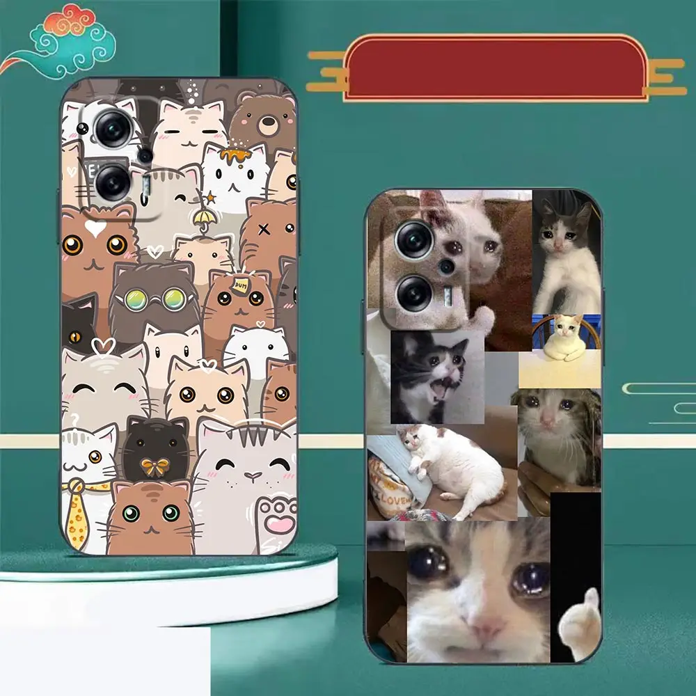 Phone Case For Redmi Note 11 10 9T 9S 9 8T 8 7 6 5 5A 12 A1 GO Pro Aprime 5G 4G Fundas Shell Capa Para Cute Funny Crying Cat