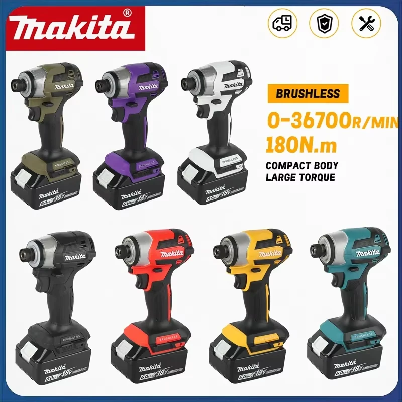 Taladro Inalámbrico Makita DTD173, Taladro de Impacto Eléctrico de 18V, Atornillador Eléctrico sin Escobillas, Herramienta Eléctrica
