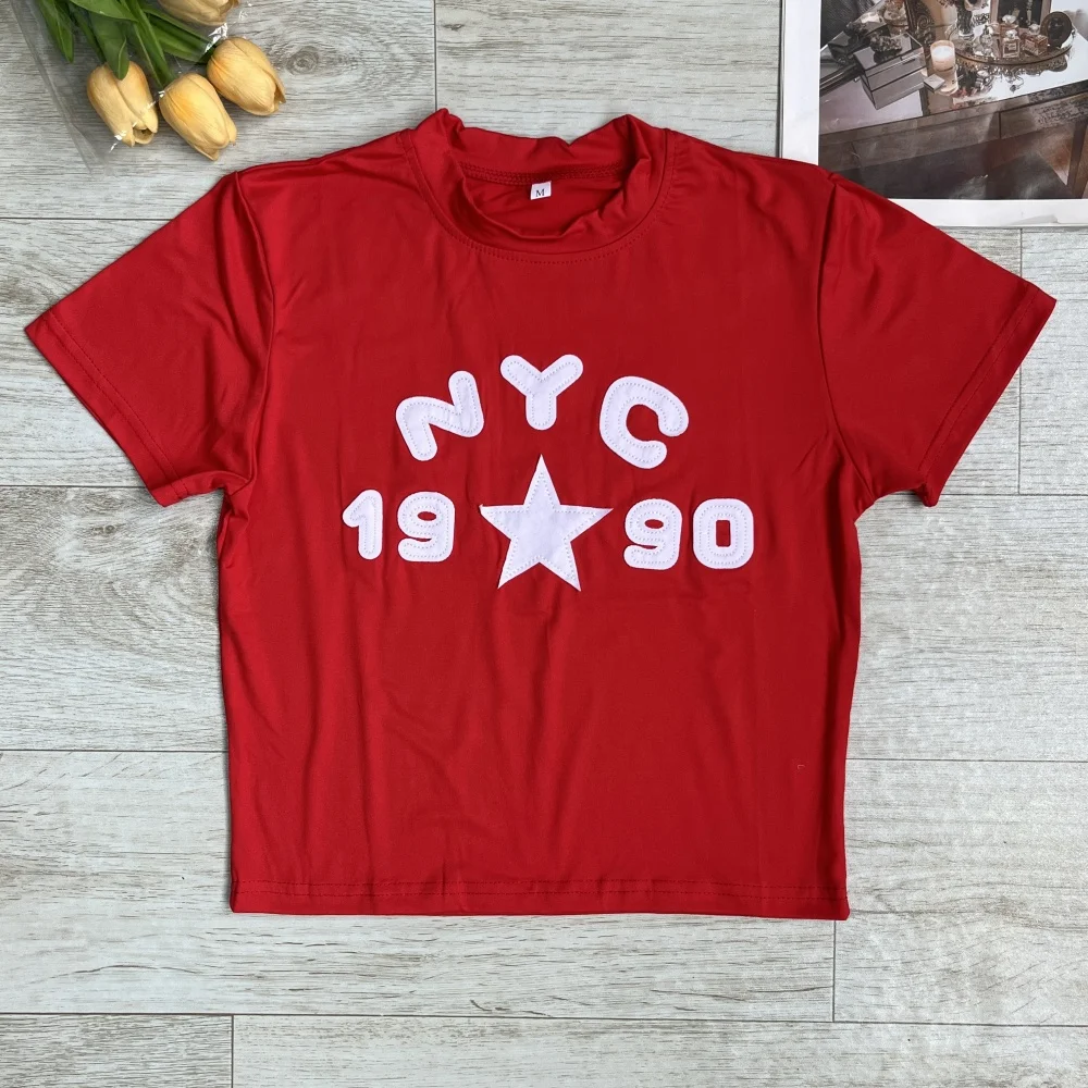 

2025 Vintage Top Y2K Aesthetic Women Casual Sexy Crop Tops Summer High Street T-shirts Harajuku Fashion Streetwear Letter Print