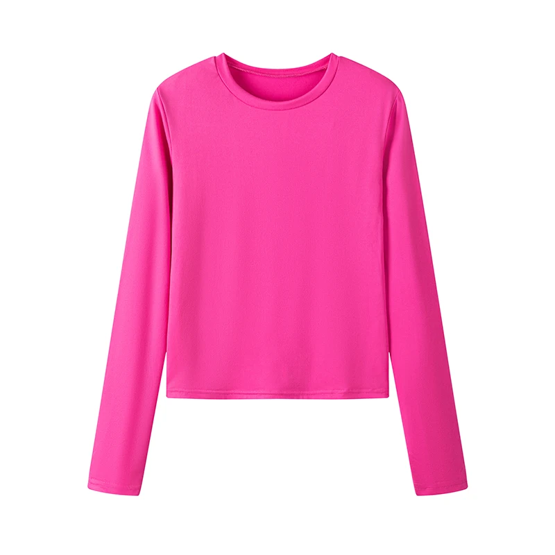 Europäisches und Amerikanisches Damen-Freizeitshirt mit Langen Ärmeln für Frühling und Herbst, Einfarbiges Slim-Fit Pullover-T-Shirt für Damen – Detail 13