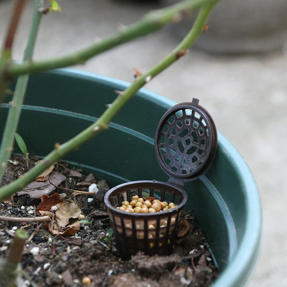 

20pcs Mesh Baskets Plastic Bonsai Containers Stake Plant Food Net Pot Controlled Nutrient Release Protect Birds Wind Orchid