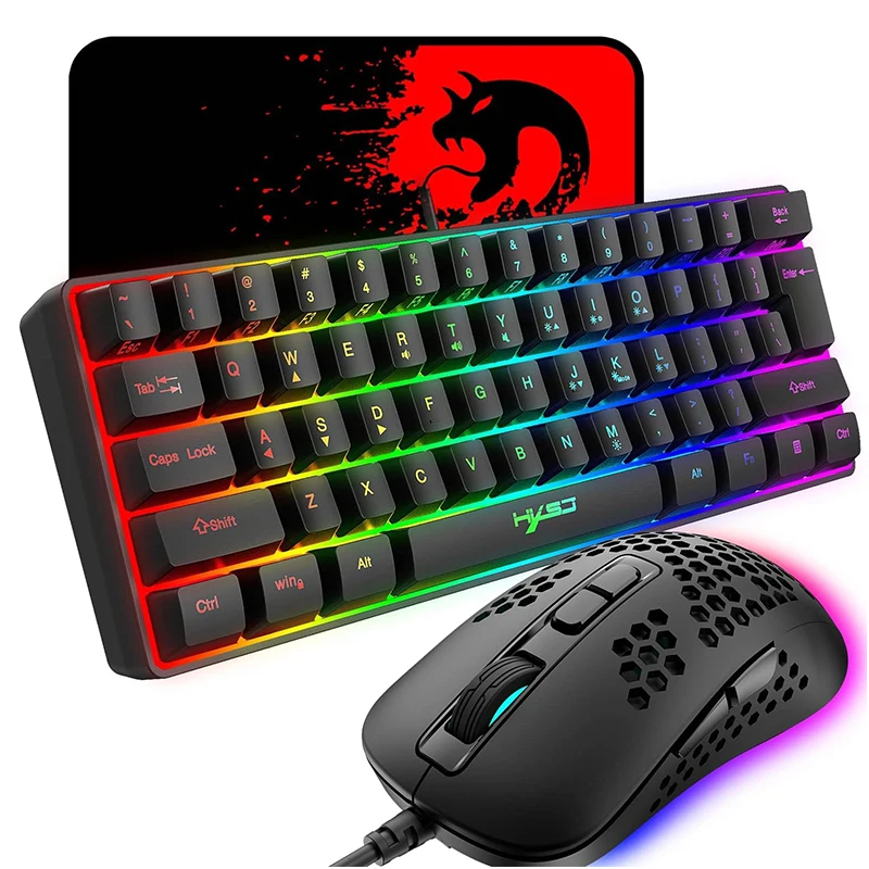 

ATTACK SHARK×KUIYN V700 61 Keys Wired Gaming Keyboard and 2400DPI Mouse+Mouse Pad Combo RGB Backlit For Gamer PC/MAC/Xbox