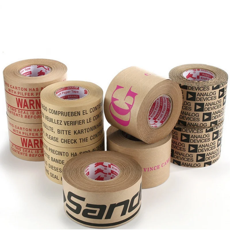 Customized productEco Friendly Custom Logo Printed biodegradable Self Adhesive Kraft Paper gummed Tape Packing Tape