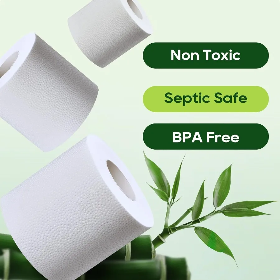 Bamboo Toilet Paper Septic Safe Toilet Tissue 16 Double Rolls 320 Sheets Per Roll Tree Free Non Toxic 2 Ply Soft and Absorbent