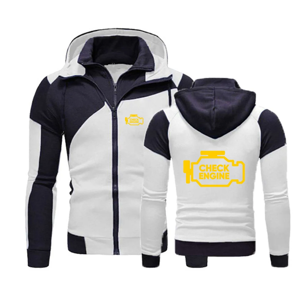Mechanic Auto Repair Check Engine Light Print 2025 Spring Autumn Men's Comfortable Versatile Hoodies Zipper Drawstring Coat