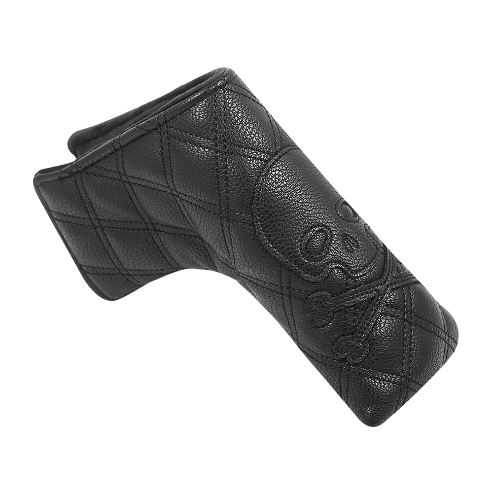 Classic Skull Black PU  Leather Hook and Loop Golf Club Driver Headcover Blade Mallet Putter Covers