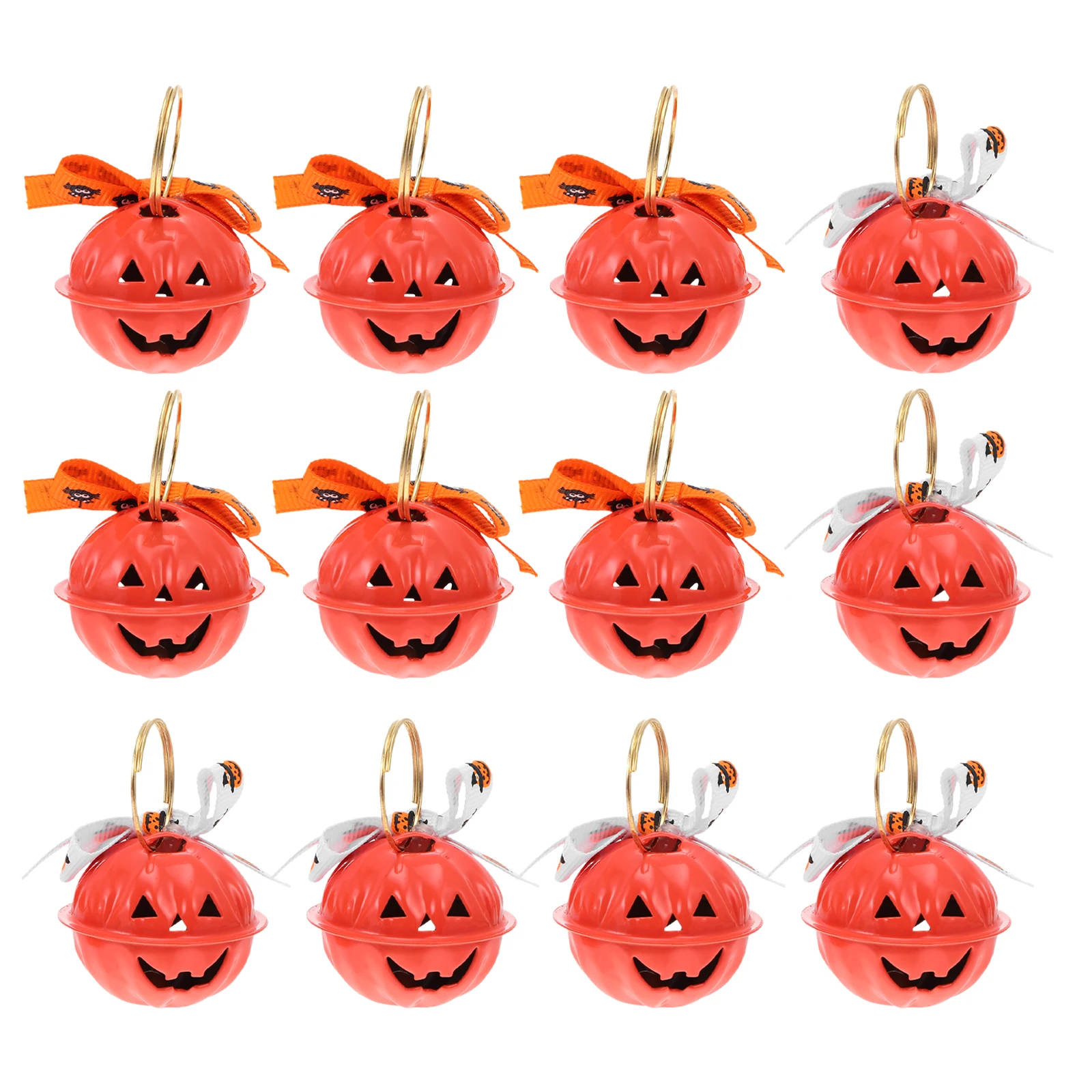 

12 Pcs Pumpkin Bell Pendant Decoration Halloween Charms Pendants Ornament Bow Tie Orange Necklace Cloth for Jewelry Making Diy