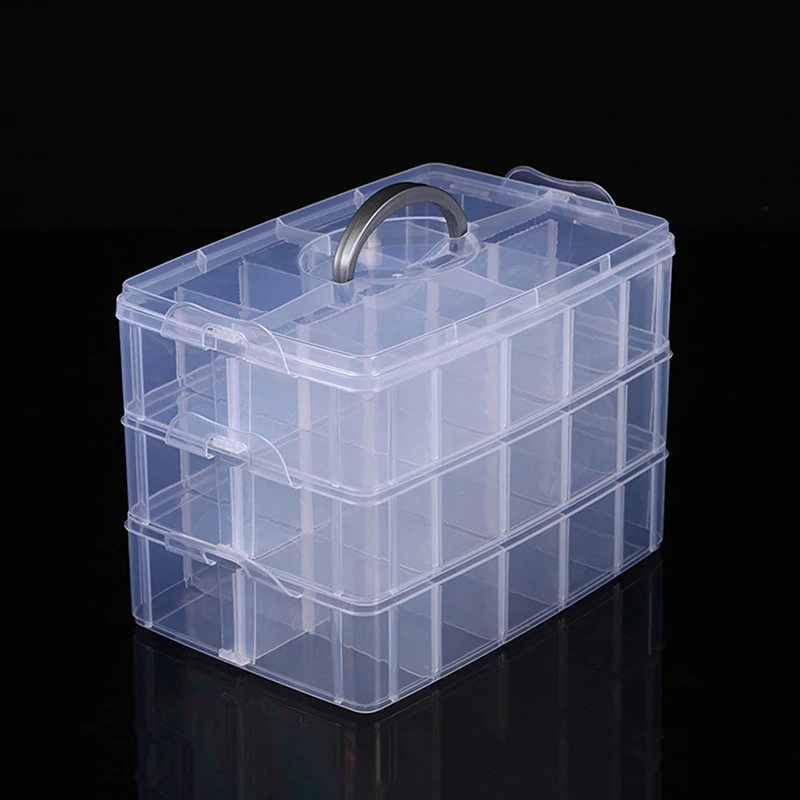 3 Tiers Transparent Plastic Makeup Organizer Jewelry Storage Box Removable Storage Case Toys Organizer Finishing Box