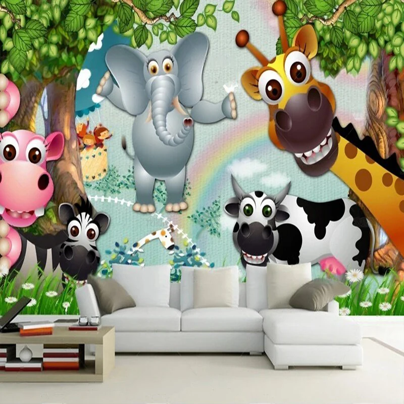 

High-end Nordic minimalist 3D cartoon children's room TV Luxury home decoration bedroom background wall painting