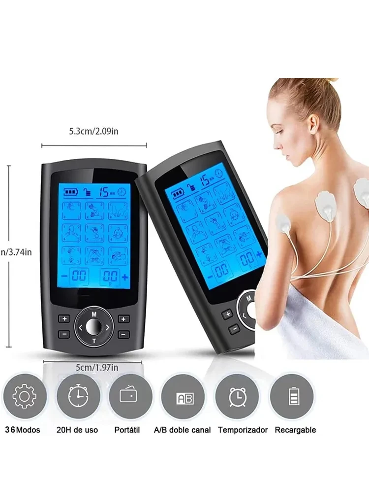 36-Mode Tens Muscle Stimulator EMS Acupuncture Body Massage Digital Electric Therapy Slimming Machine Electrostimulator